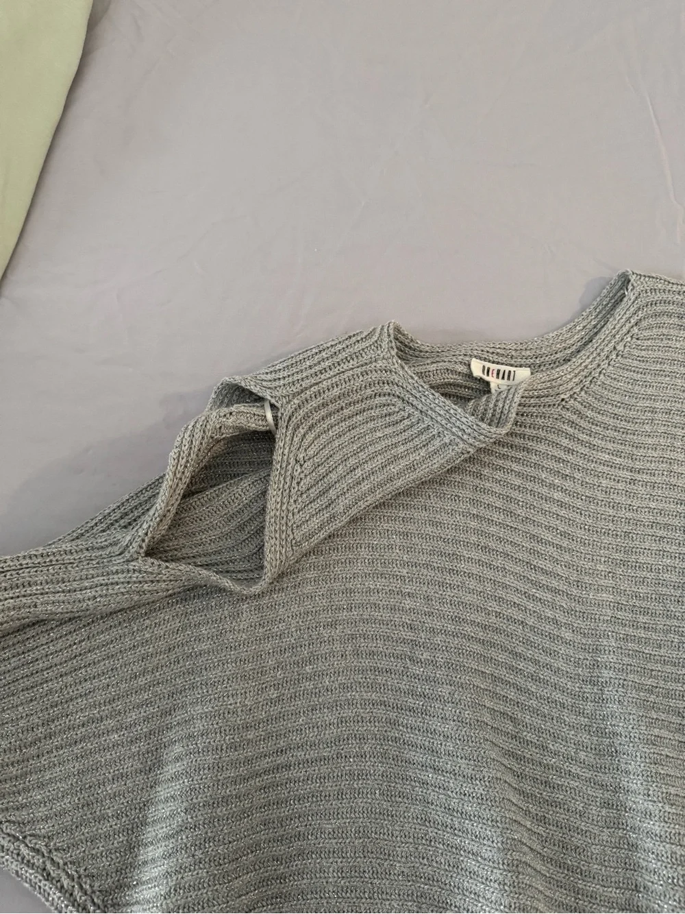 Light Gray Ribbed Knit Sweater - Picture 2 of 6